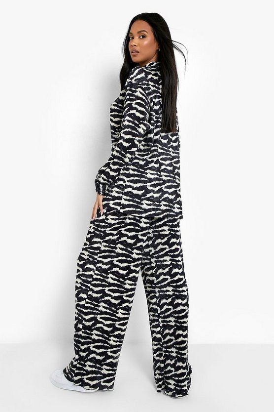 Plisse Zebra Wide Leg Pants | Boohoo.com (US & CA)