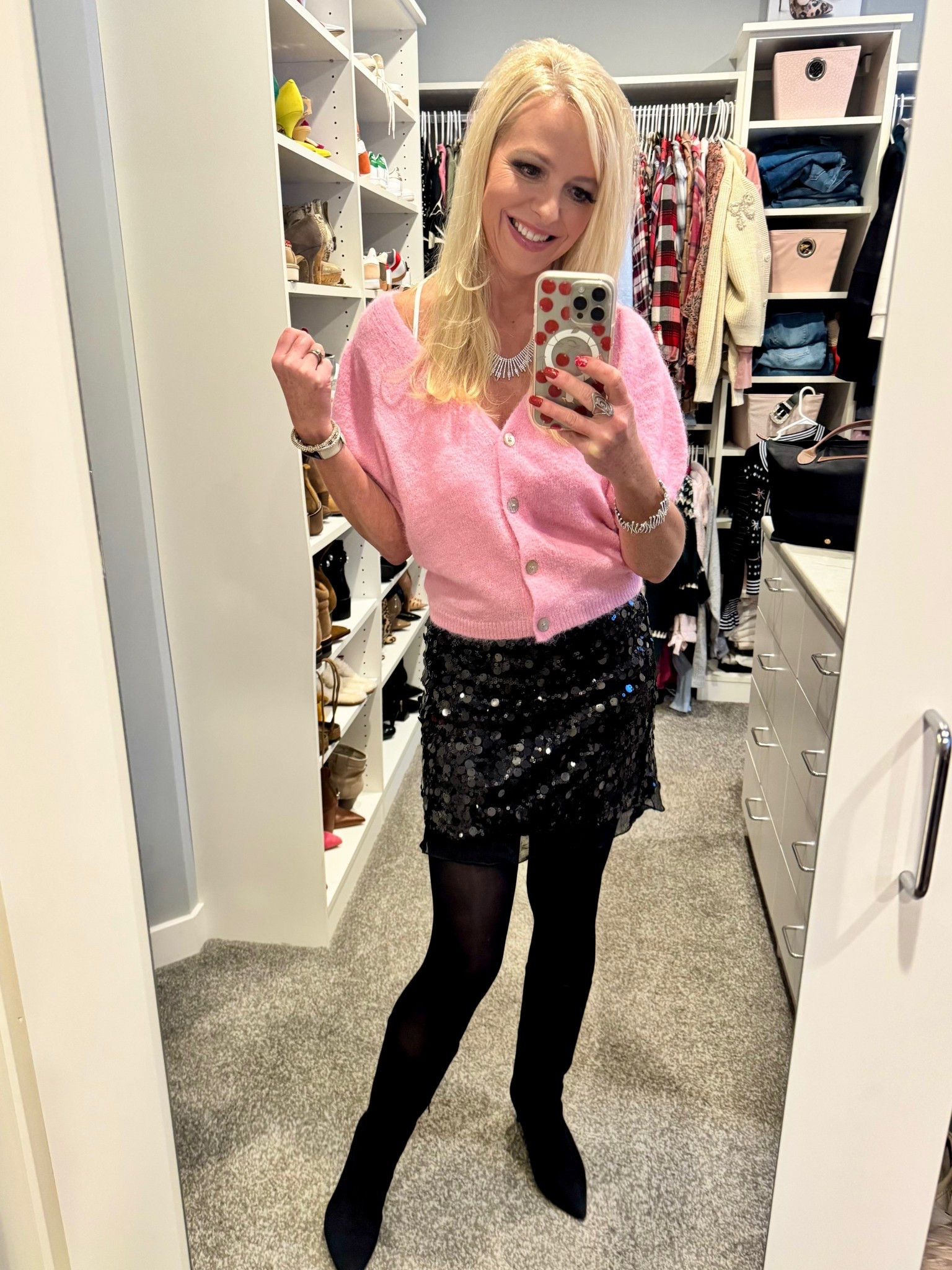 The cutest holiday party Christmas outfit! Just love the pink cardigan from Target and the sequence skirt from J.Crew is so cute!

#LTKSaleAlert #LTKHoliday #LTKFindsUnder50