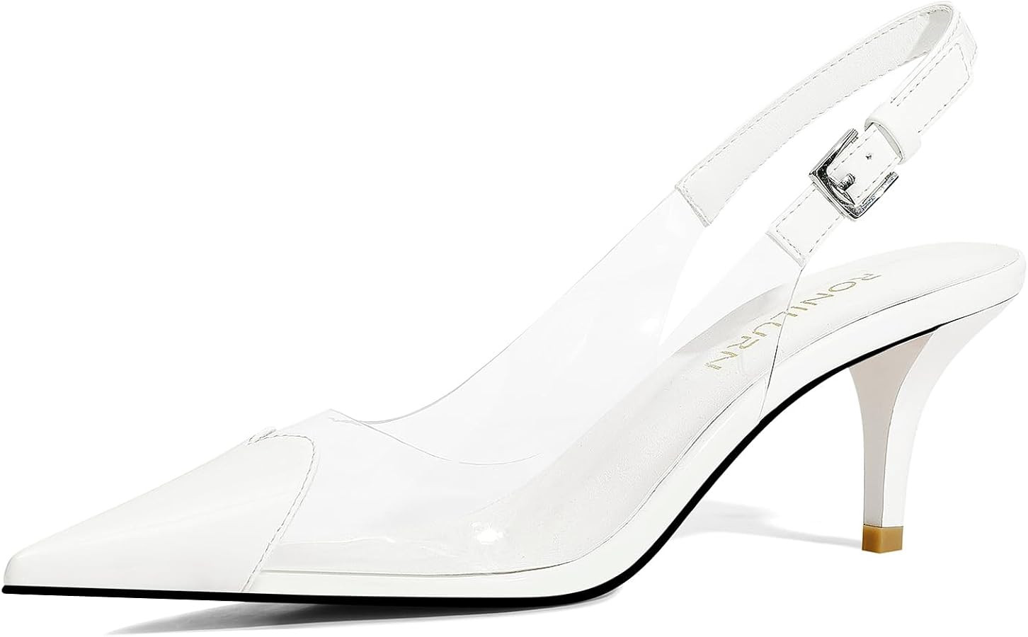 Women's Kitten Heels Clear Slingback Closed Pointed Toe Pumps Low Heel Dress Shoes Sling Back Com... | Amazon (US)