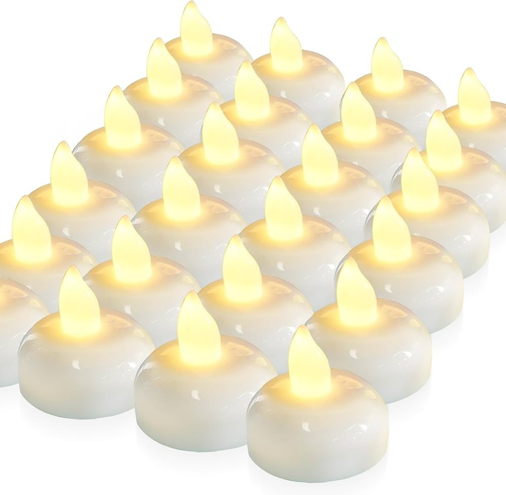 Homemory 24 Pack Waterproof Flameless Floating Tealights, Warm White Battery Flickering LED Tea L... | Amazon (US)