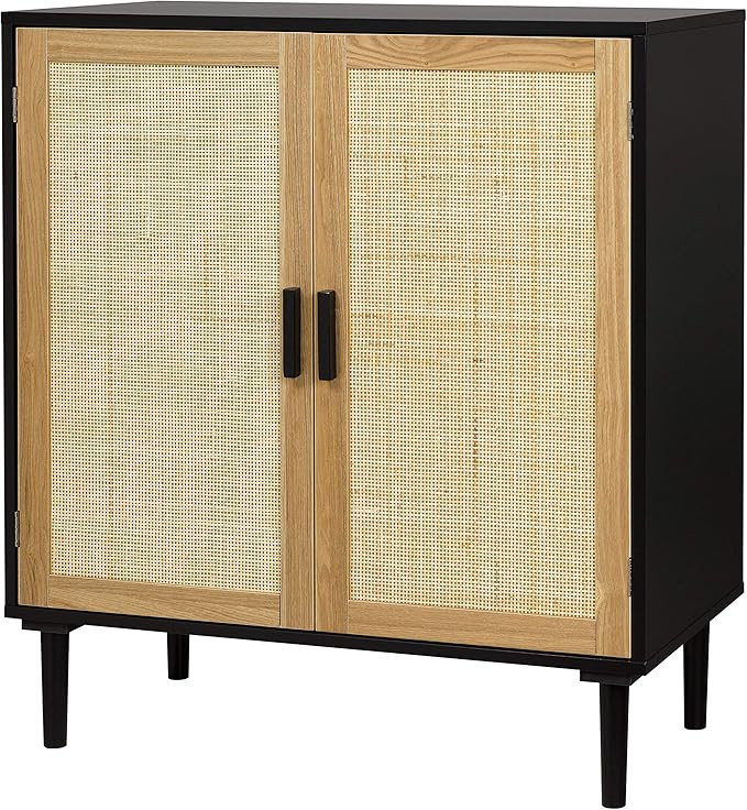 Finnhomy Sideboard Buffet Cabinet, Kitchen Storage Cabinet with Rattan Decorated Doors, Liquor Ca... | Amazon (US)