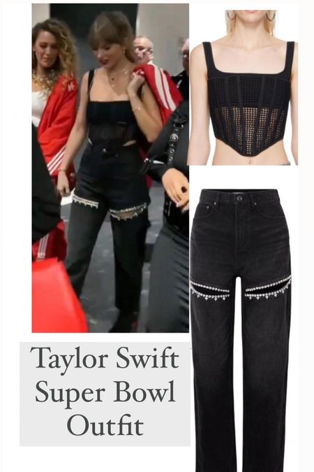 Taylor Swift Super Bowl outfit 
Area jeans 

#LTKparties #LTKstyletip