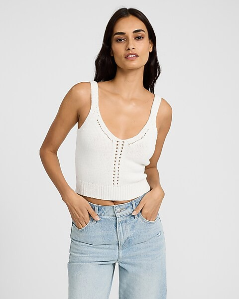 V-neck Cropped Sweater Cami | Express