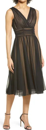 Chiffon Overlay Fit & Flare Dress | Nordstrom