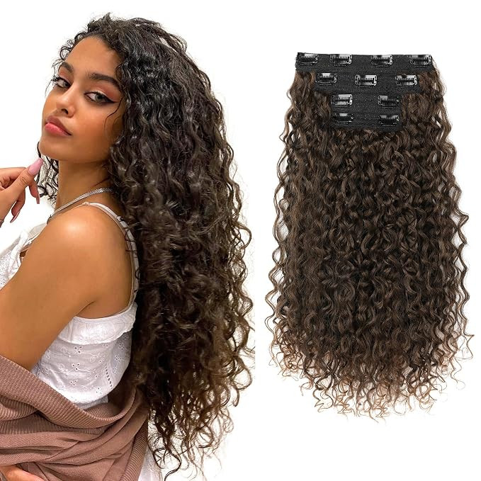 Clip in Hair Extensions, FLUFYMOOZ 4PC 100％ Pure Protein Silk Hair Extensions Long Soft Natural... | Amazon (US)