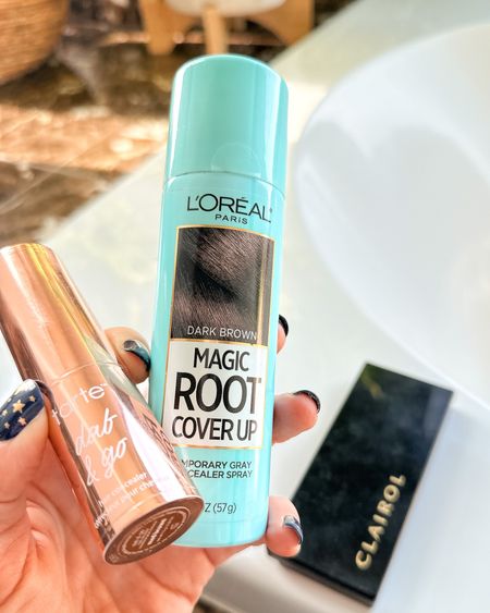 Root touchup must haves! I am loving the Tarte Dab & Go & L’Oréal root cover up! The Clairol was my Goto for years and still a keeper  

#LTKbeauty #LTKunder50 #LTKstyletip