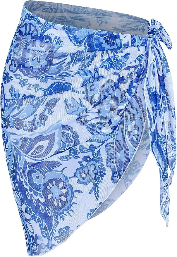 ZAFUL Women's Sarong Coverups Beach Wrap Sheer Bikini Wraps Chiffon Cover Ups for Swimwear | Amazon (US)