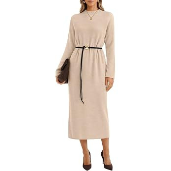 MEROKEETY Women's Fall Sweater Dress Long Sleeve Chunky Knit Midi Dresses | Amazon (US)