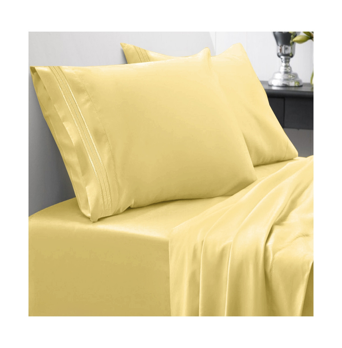Sweet Home Collection Microfiber 4-Pc. Sheet Set, California King - Yellow | Macy's