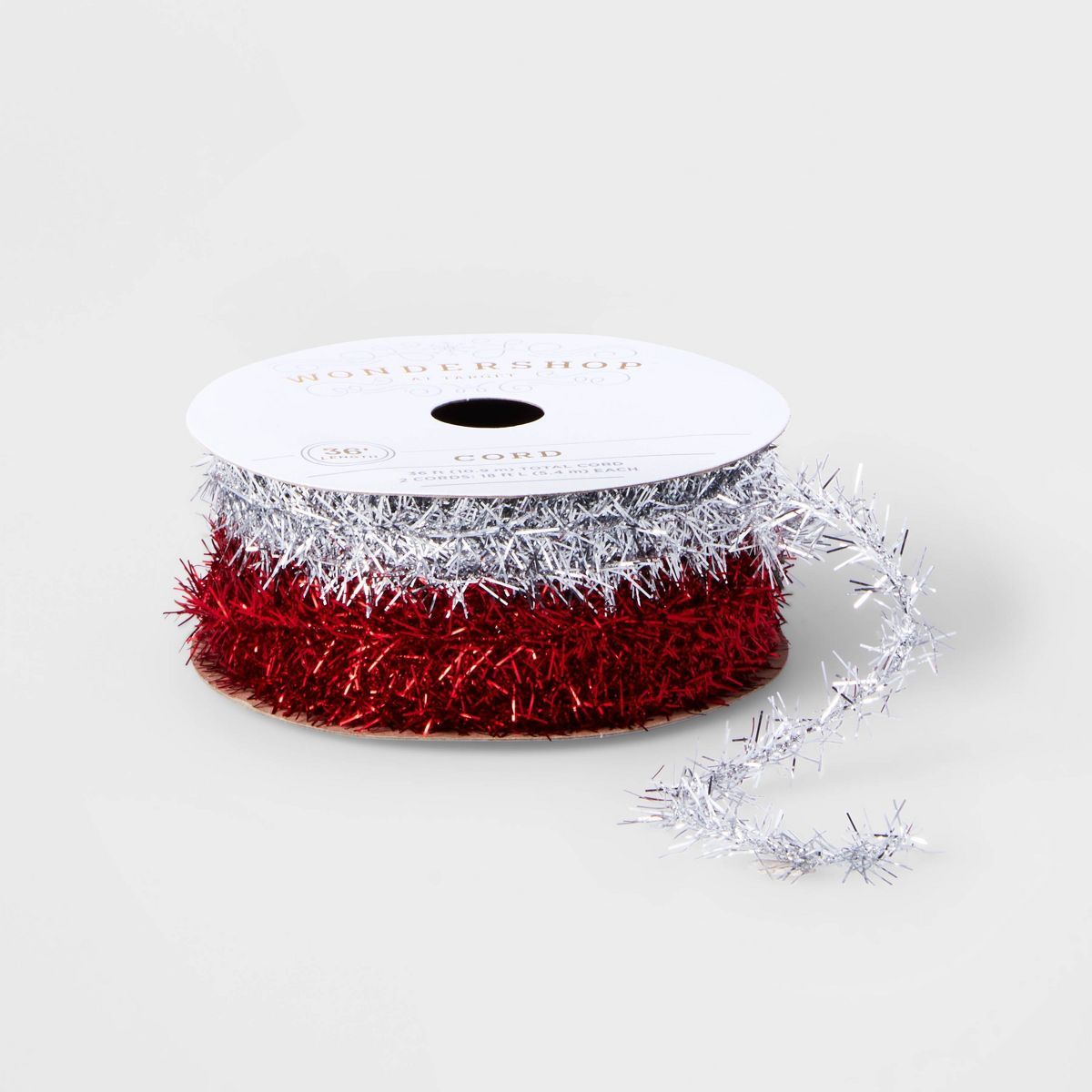 2ct Tinsel Ribbon Silver/Red 36ft - Wondershop™ | Target
