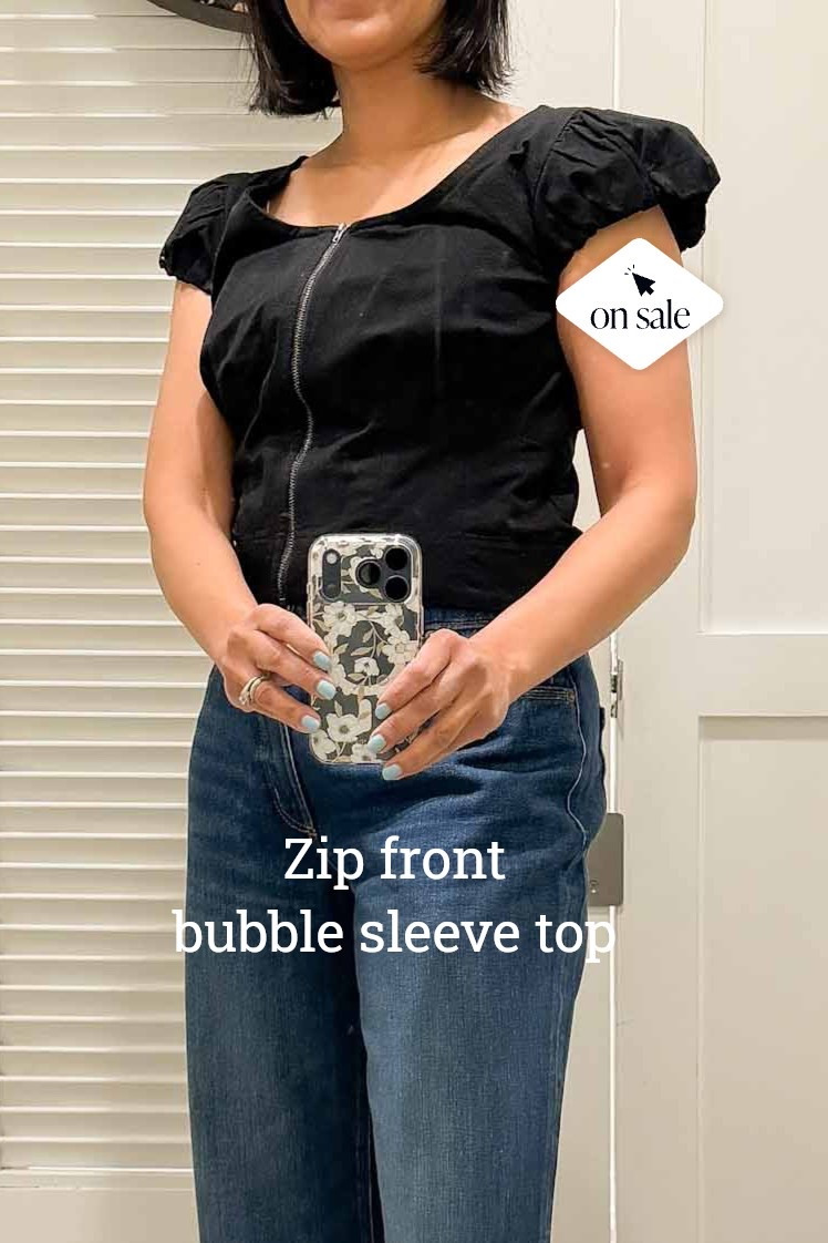 Structured zip front top currently on sale and seeking out! I'm wearing the XS (I'm 5'4" and approx 125lbs) 💙 Nipa 

#soringtop #casualoutfit 

#LTKOver40 #LTKPetite #LTKSeasonal