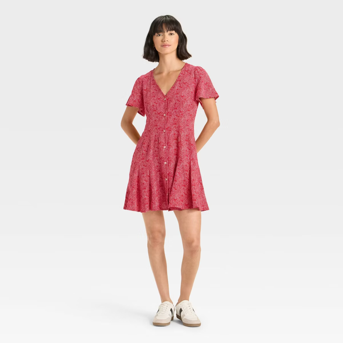 Women's Short Sleeve Button-Front Mini A-Line Dress - Universal Thread™ | Target