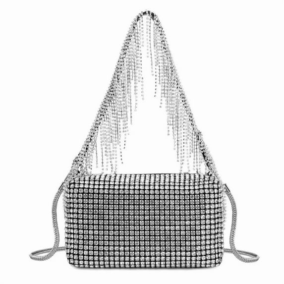 YIFEI Women’s Rhinestone Fringe Evening Bag Sparkling Clutch Tassel Purse with Detachable Strap... | Walmart (US)