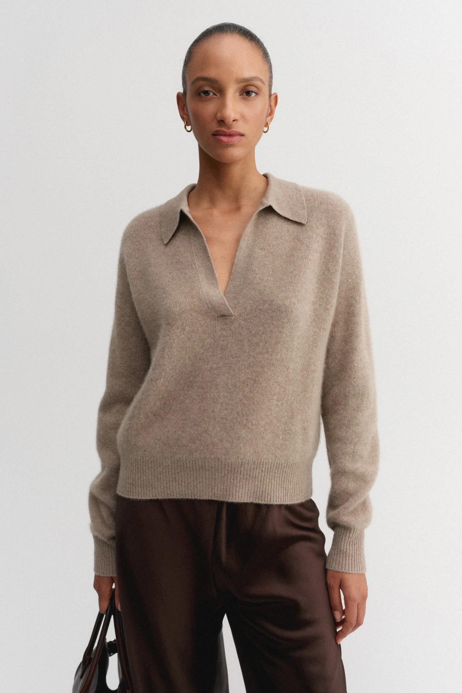Kaia Collar Sweater, nougat | Almada Label