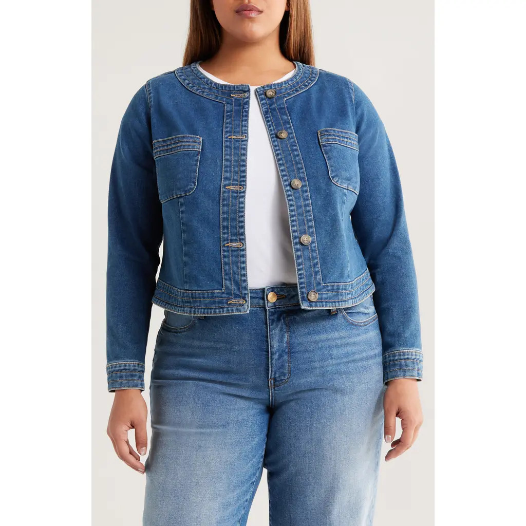 KUT from the Kloth Lorelei Scoop Neck Denim Jacket in Medium Wash at Nordstrom Rack, Size 1 X | Nordstrom Rack