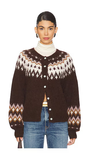 Lula Fair Isle Cardigan in Coffee | Revolve Clothing (Global)