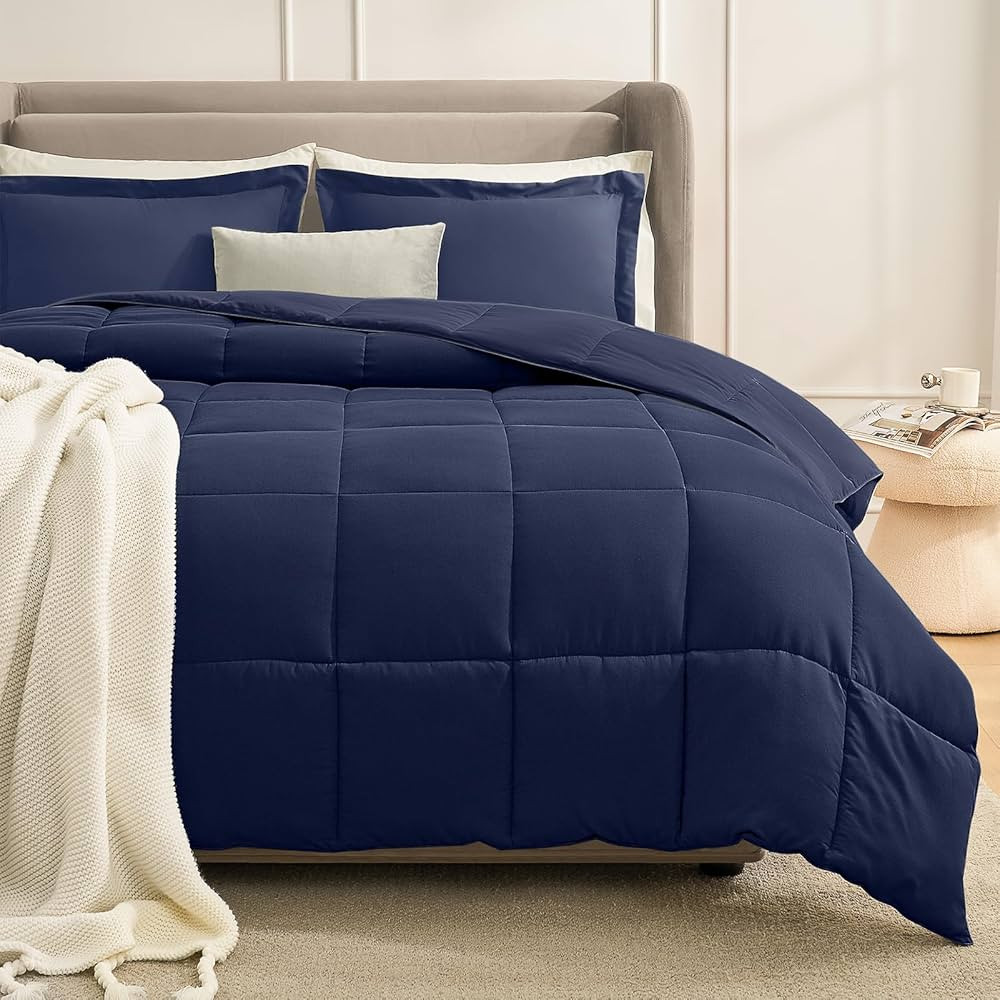 Homelike Moment Twin Comforter Set Navy Blue, Lightweight Comforter Twin Size Bed Sets, Soft Down... | Amazon (US)