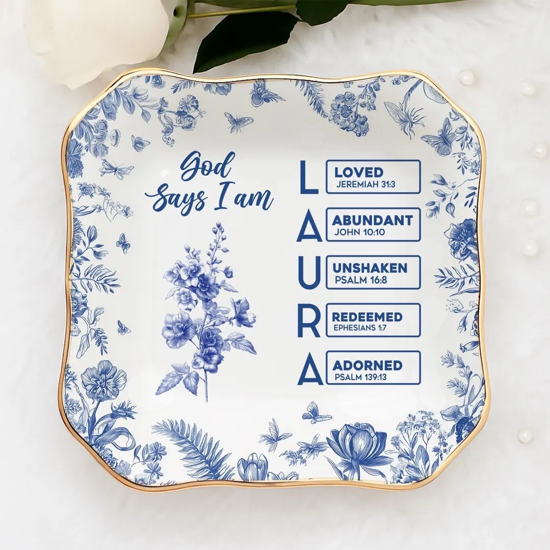 Personalized Christian Name Jewelry Dish With Bible Verses from Etsy on sale. This is such a beautiful and thoughtful gift for mom, sister or best friend. 



Custom Scripture Gift for Women, God Says I Am Toile De Jouy, Religious Gift, faith based gifts, trinket dish, gifts got MIL, gifts for mom 

#LTKHome #LTKHoliday #LTKSaleAlert #LTKGiftGuide