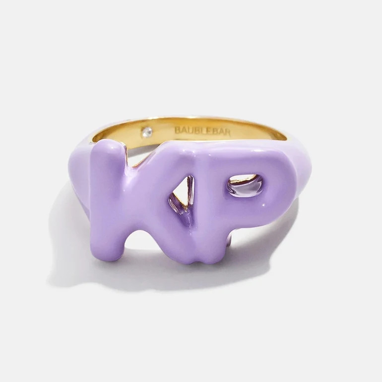 Block Enamel Custom Initial Ring - Purple | BaubleBar
