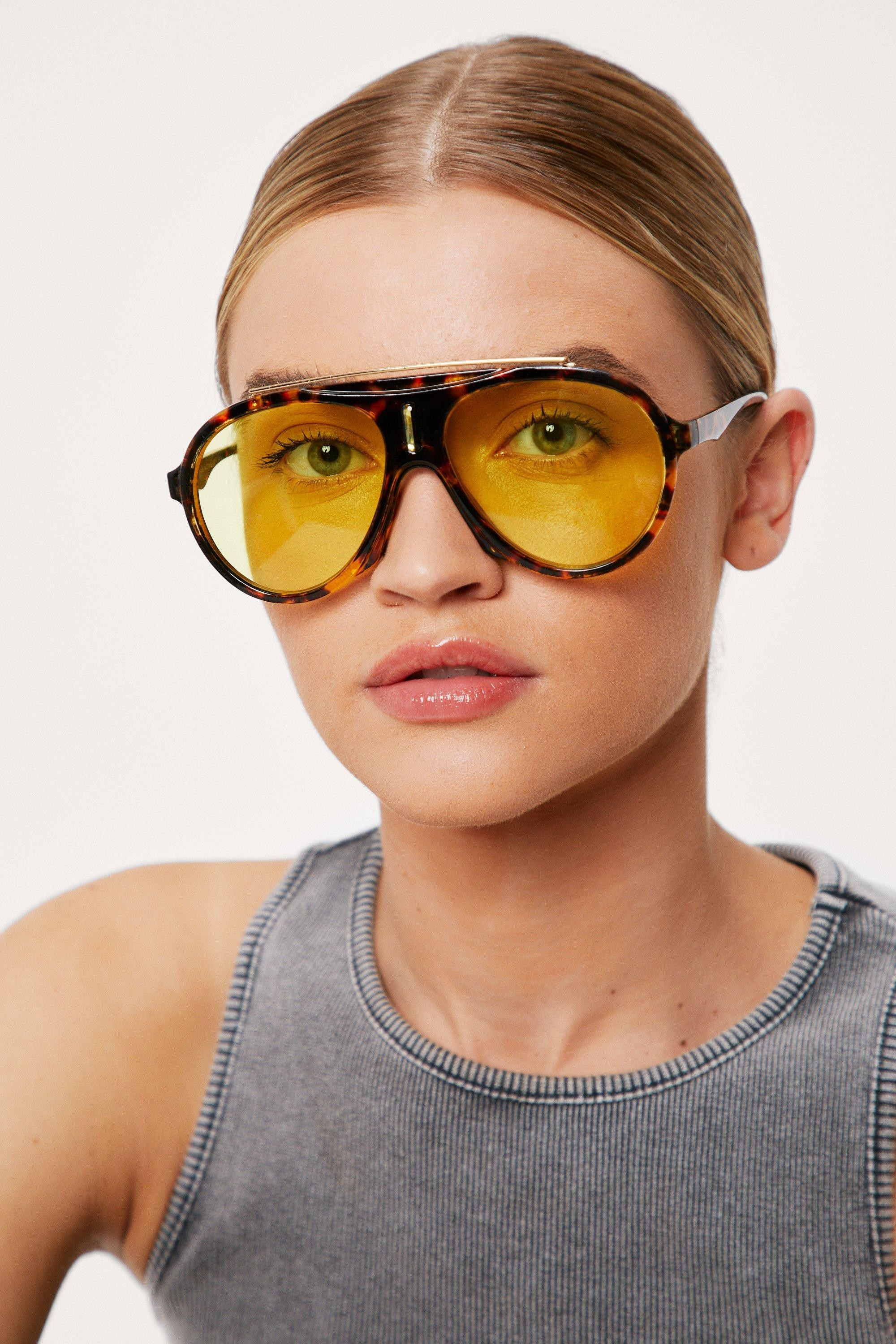 Tinted Aviator Tortoiseshell Round Sunglasses | Nasty Gal (US)