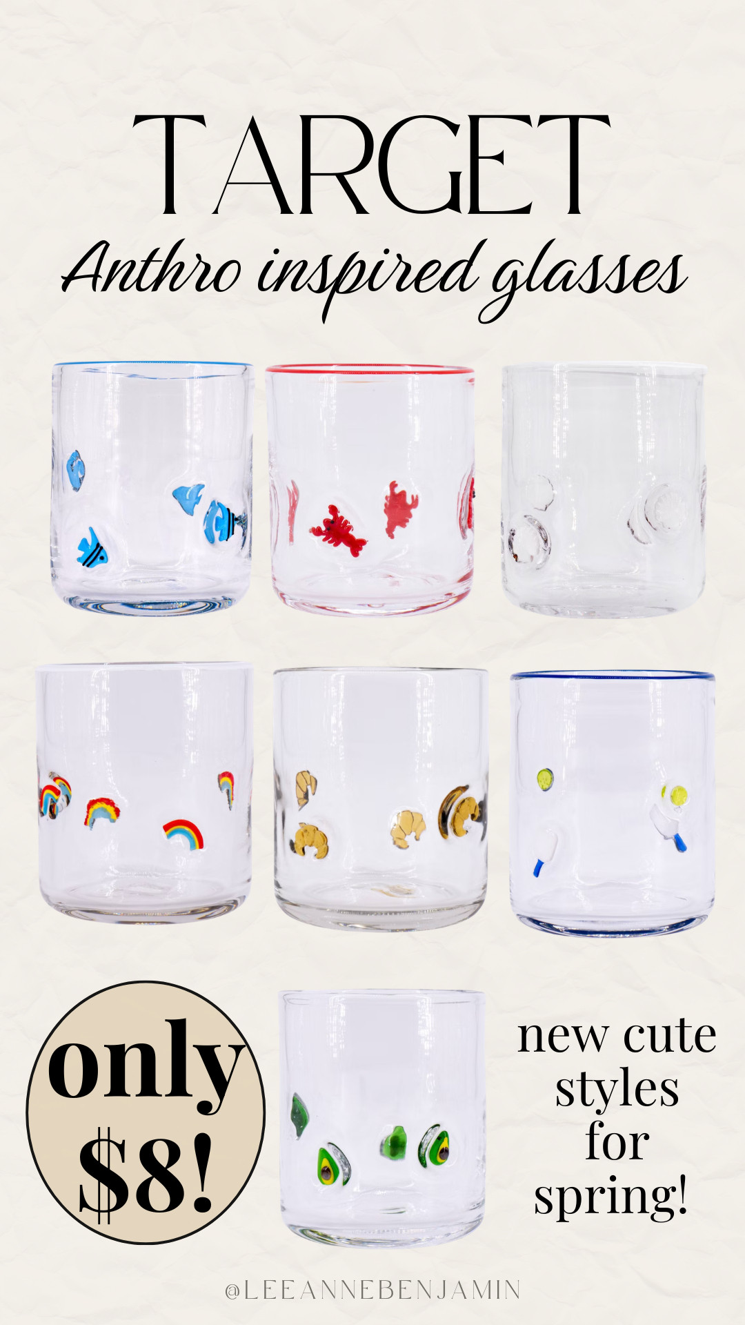 $8 icon glasses from Target! 🎯 Anthro inspired and so cute for spring! 

#LTKHome #LTKOver40 #LTKSaleAlert