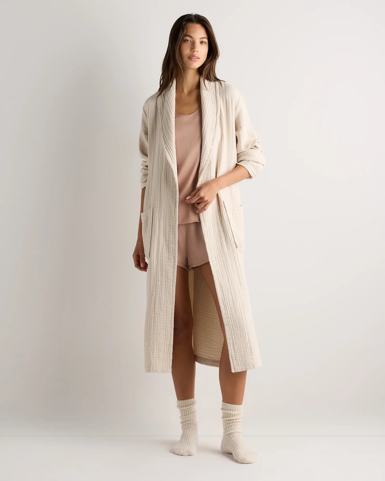 Soft Layered Turkish Cotton Robe in Birch | Quince