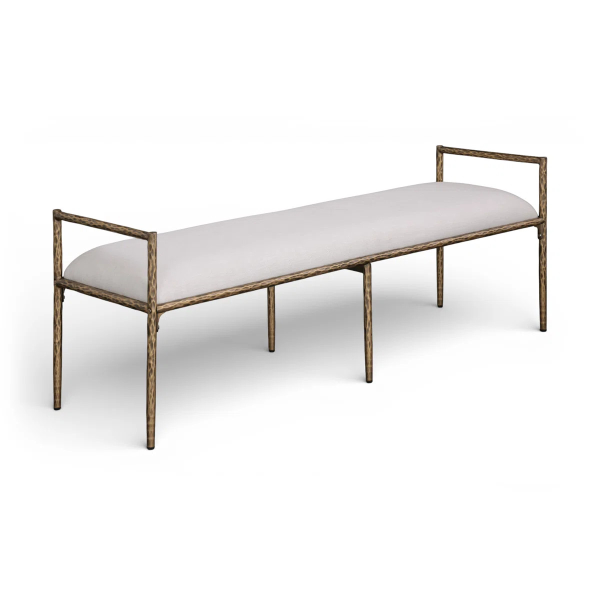 Axis Beige Linen Textured Fabric Upholstered Bench | Wayfair North America