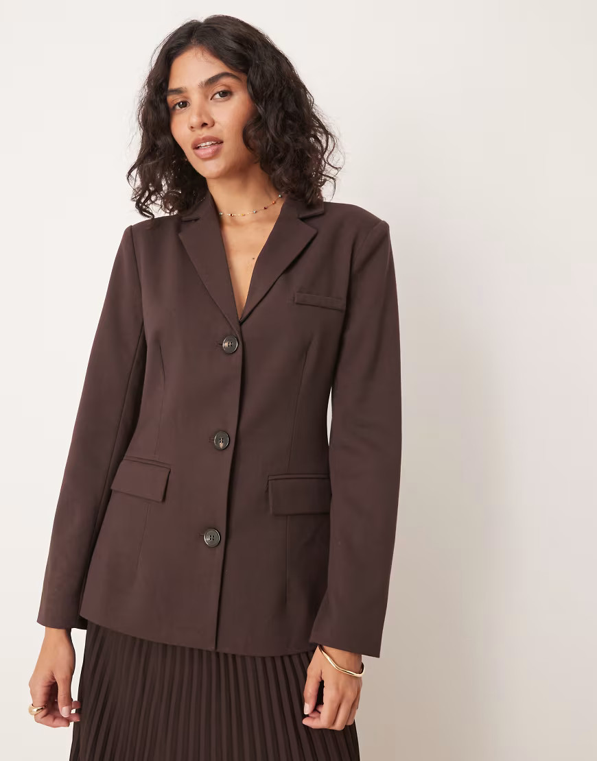 Pretty Lavish cinched blazer co-ord in chocolate brown | ASOS (Global)