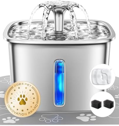 Veken Innovation Award Winner Stainless Steel Cat Water Fountain, 95oz/2.8L Automatic Pet Fountai... | Amazon (US)