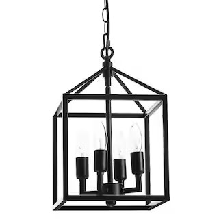 9.5 in. 4-Light Black Caged Chandelier | The Home Depot