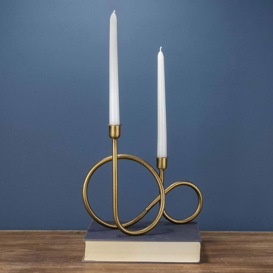 Foreside Home and Garden Brass Metal Sculpture Taper Candle Holder | Amazon (US)