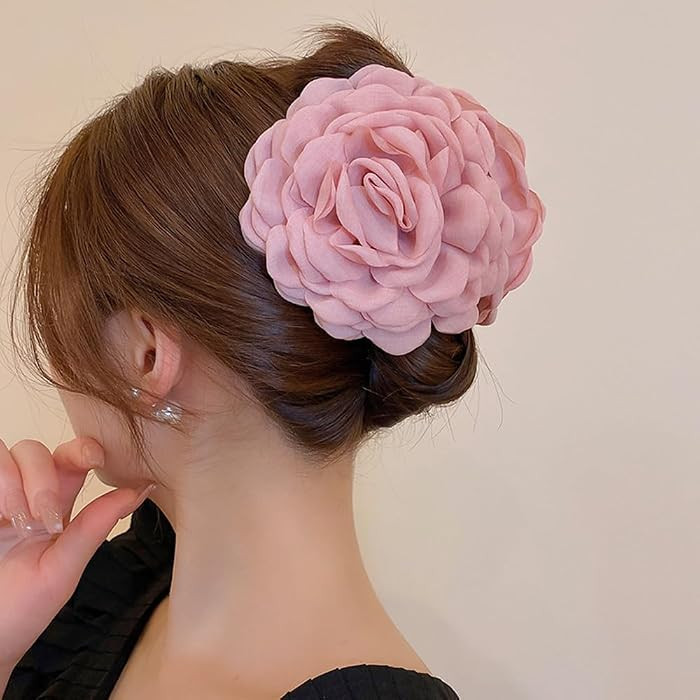 Jumwrit Big Rose Flower Hair Claw Clip Strong Hold Acrylic Floral Hair Jaw Clip Fashion Bun Holde... | Amazon (US)