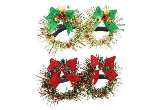 Set of 2 Tinsel Christmas Novelty Glasses | Etsy | Etsy (US)