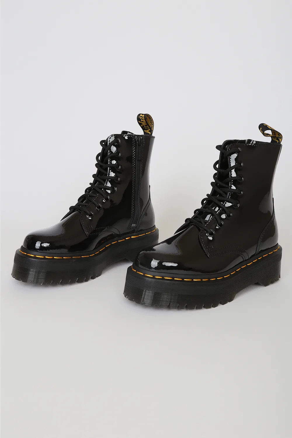 Jadon Black Patent Lamper Leather 8-Eye Platform Boot | Lulus (US)