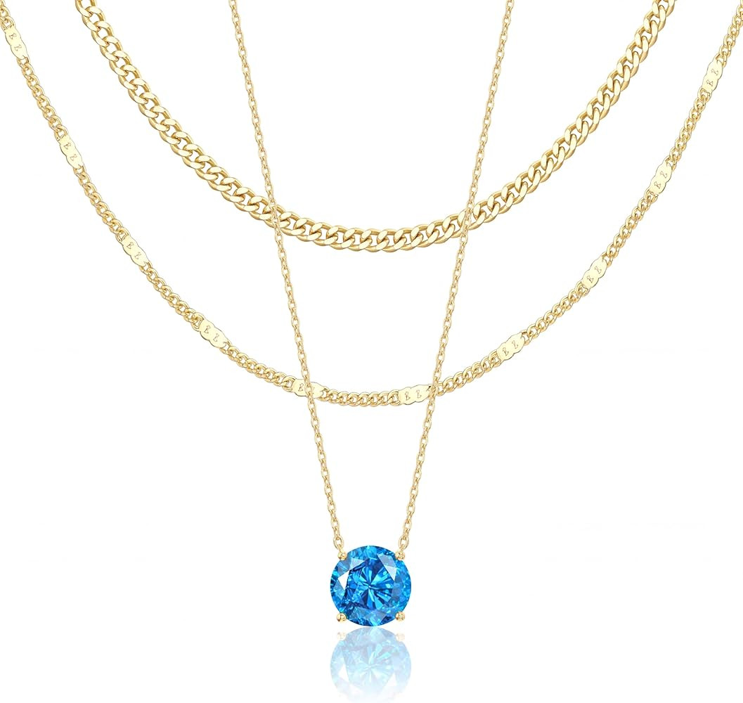 WomenGifts Layered Gold Necklaces for Women, 14K Gold Sterling Silver Plated Dainty Pendant Neckl... | Amazon (US)