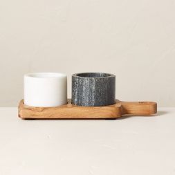 Salt &#38; Pepper Marble Pinch Pot Set Gray/White - Hearth &#38; Hand&#8482; with Magnolia | Target
