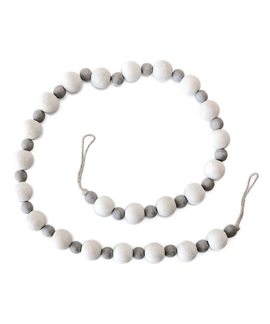 White & Gray Wood Bead Garland | zulily