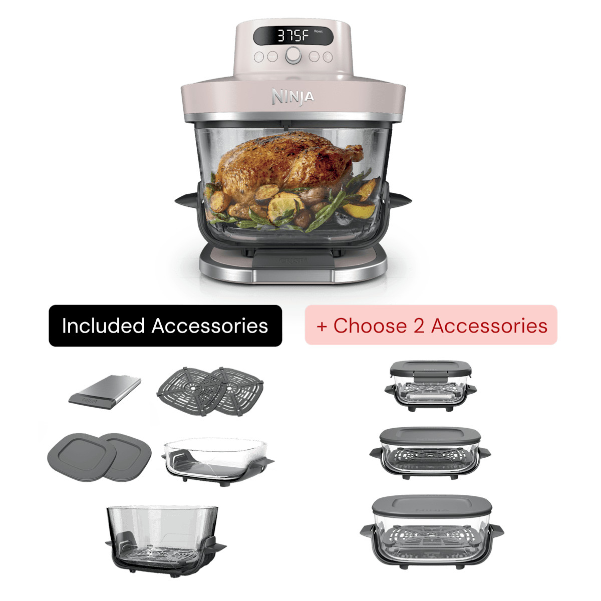 Build Your Own Ninja Crispi Pro Glass Air Fryer in Rose Quartz | AS101RS | SharkNinja | SharkNinja