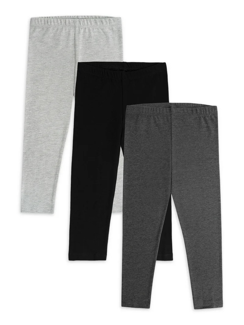 Wonder Nation Toddler Girl's Full-Length Knit Leggings, 3-Pack, Sizes 2T-5T | Walmart (US)