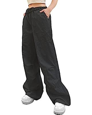 LAOARA Women Cargo Pants with Three Pockets Drawstring Y2K Low Waist Baggy Parachute Pants | Amazon (US)