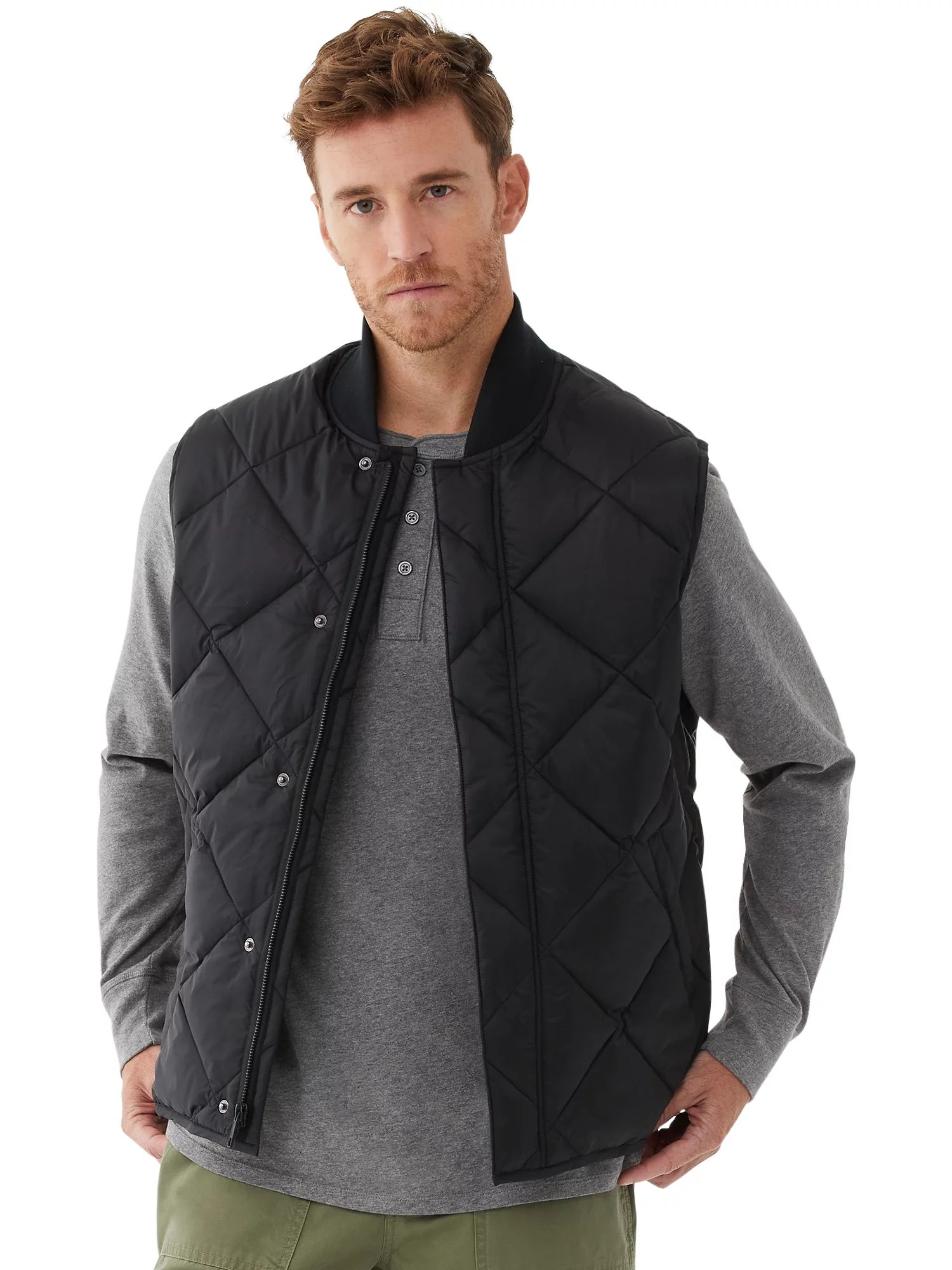 Free Assembly Men's Everyday Diamond Quilted Vest - Walmart.com | Walmart (US)