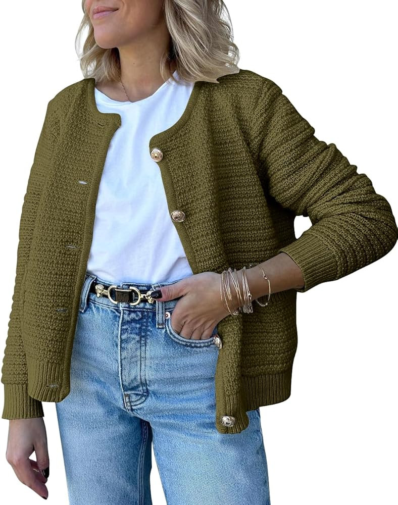 LILLUSORY Women's Cardigan Sweaters 2023 Fall Open Front Long Sleeve Button Down Knit Cardigans O... | Amazon (US)