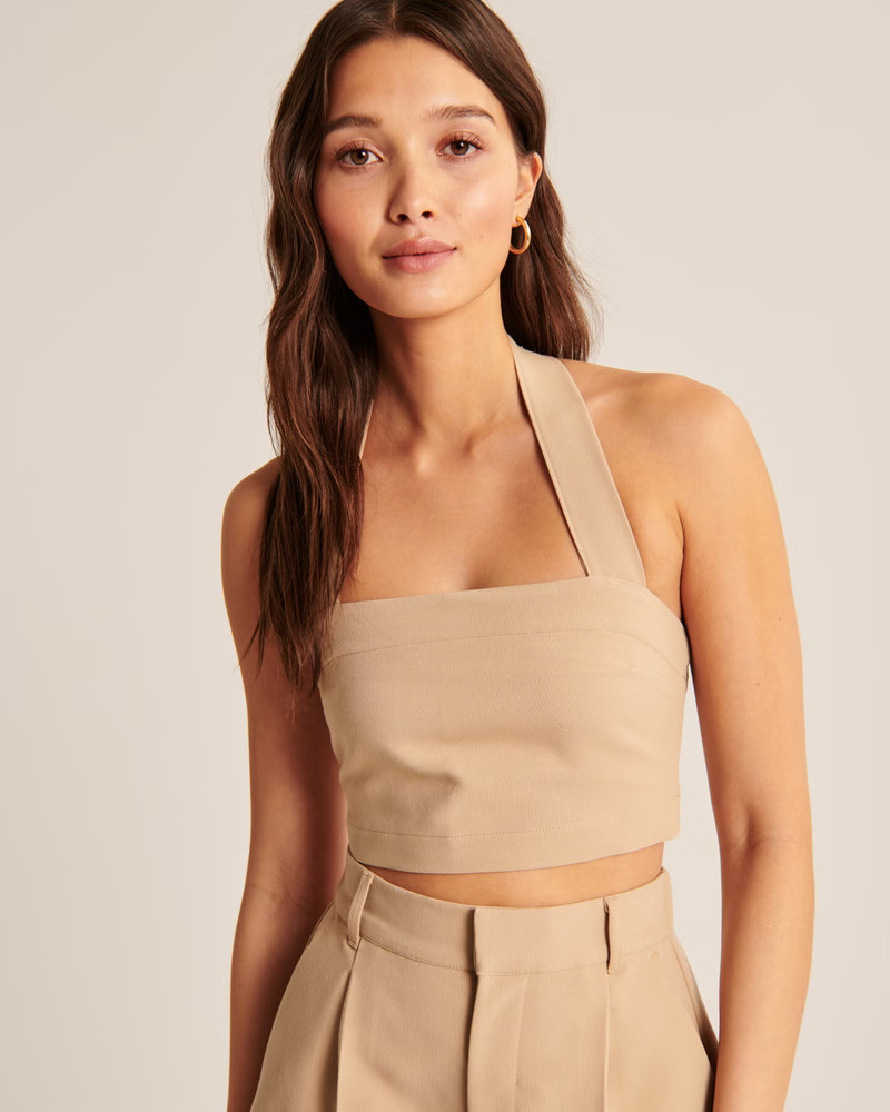 Women's Tailored Cropped Halter Set Top | Women's Matching Sets | Abercrombie.com | Abercrombie & Fitch (US)