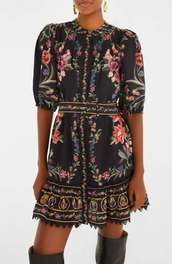 FARM Rio Belle Garden Print Minidress in Belle Garden Black at Nordstrom Rack, Size Large | Nordstrom Rack