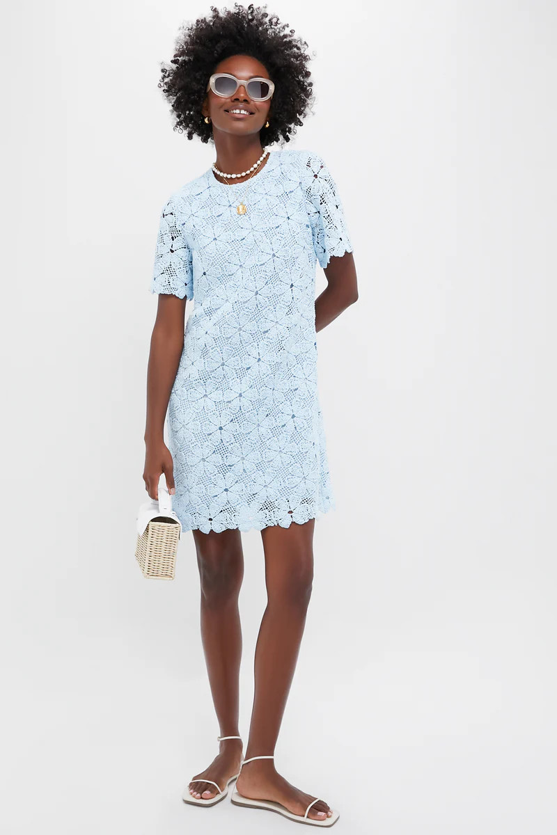 Light Blue Crochet Belclaire Dress | Tuckernuck (US)