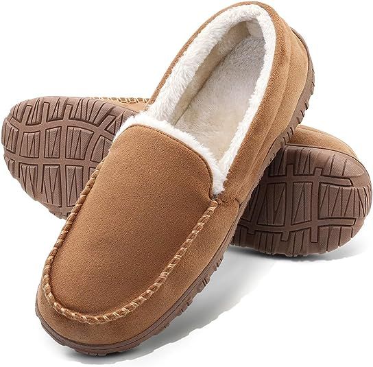 VLLY Slippers for Men Indoor Outdoor Slip On Moccasin Slippers with Anti-Slip Memory Foam | Amazon (US)