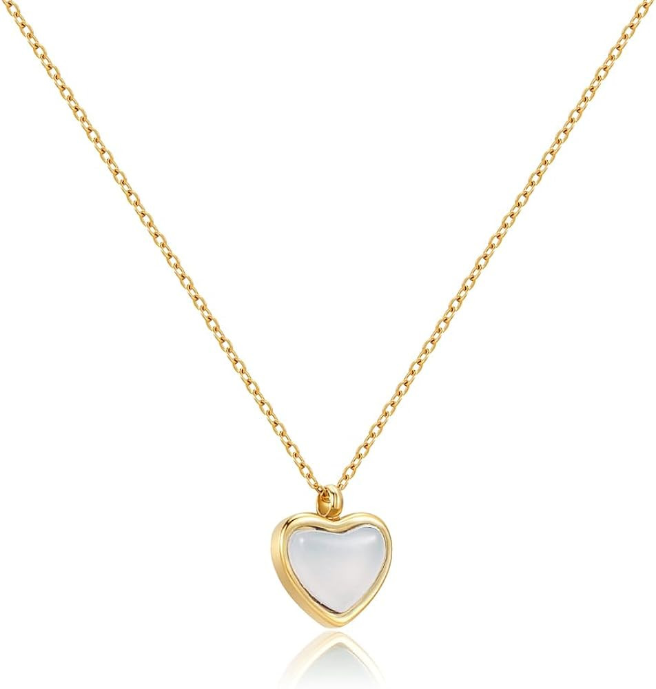 Joxevyia Carnelian Crystal Heart Necklace Raw Stone Healing Crystals Dainty Heart Gemstone Gold P... | Amazon (US)