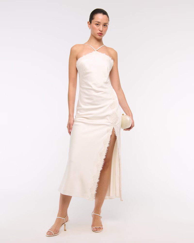 Dipped-Waist Smocked Midi Dress | Abercrombie & Fitch (UK)