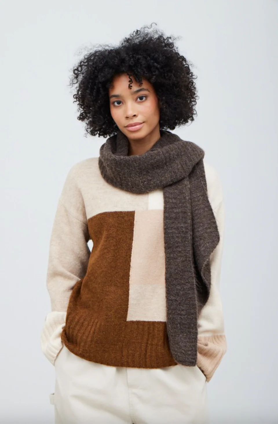 Sweater Scarf-Brown | Linen & Flax Co
