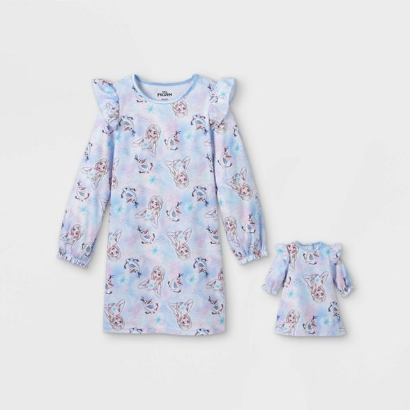 Girls' Frozen Elsa Doll and Me Nightgown - Blue | Target